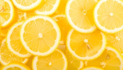 A Food Pattern of Lemon Slices, Emphasizing the Bright Yellow Color and Juicy Texture of the Healthy Citrus Fruit