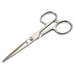 Fototapeta premium Precise Cut: Sleek, stainless steel scissors stand ready, sharp and poised, for a clean and accurate cut, showcasing the precision of craftsmanship.
