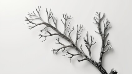 Obraz premium Detailed coral branch structure with intricate patterns, resembling a tree or branch, displayed against a neutral background. Natural aquatic life. Marine flora. The concept of marine biology and c...