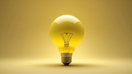 A light bulb with a yellow tint glowing against a yellow background.