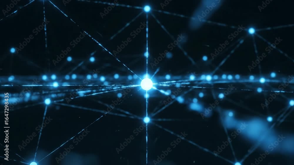 Aufkleber glowing neural network connections - abstract 4k cinematic visualization of a neural network, showca