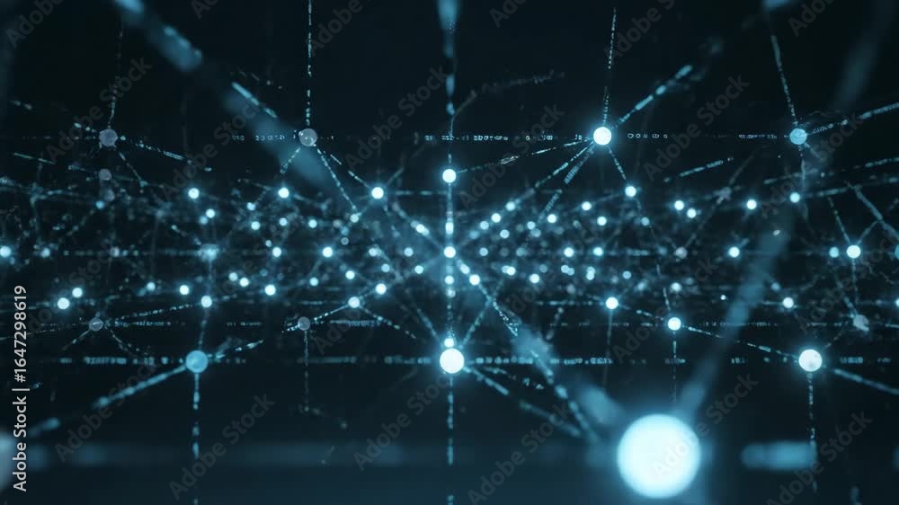 Poster glowing neural network data stream - abstract hyperrealistic visualization of a neural network, show