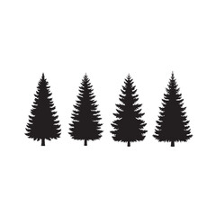 Obraz premium Evergreen Tree Silhouette – Minimalist Vector of Pine Tree Symbolizing Nature, Longevity, and Wilderness