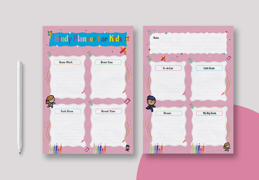 Kids Study Planner Template Layout