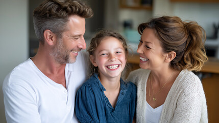 Obraz premium A joyful family moment at home with laughter and light