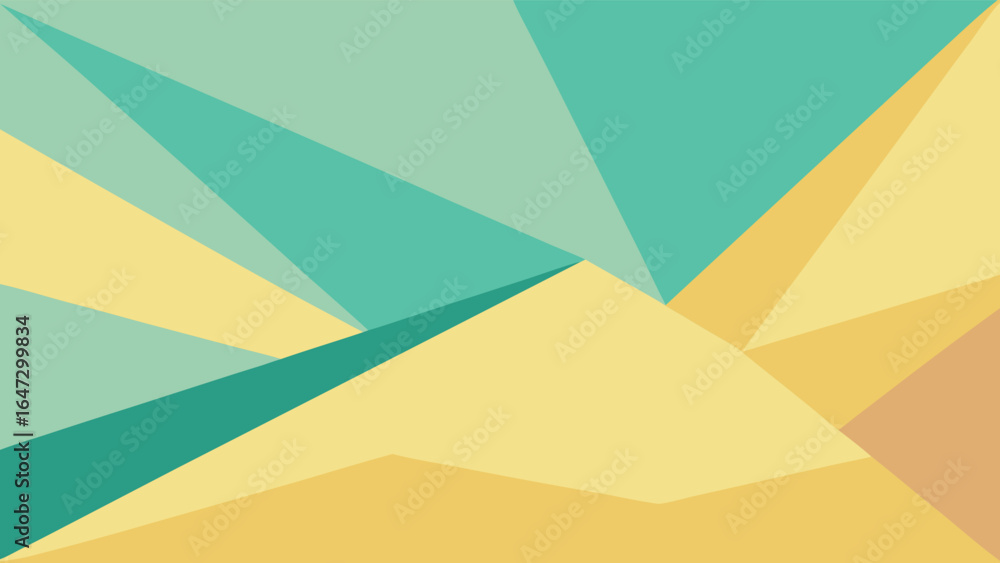 Poster abstract geometric background with teal yellow and peach triangles pattern