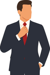 Stylish man in suit adjusting tie Illustration