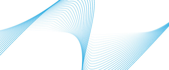 Abstract blue smooth wave on a white background. Dynamic sound wave. Design element. Vector illustration.