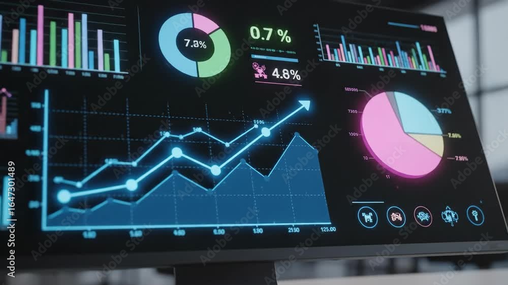Poster data visualization dashboard analytics - a close-up shot of a computer screen displaying a dynamic d