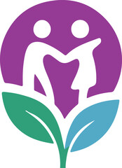 Vector illustration of a family icon parents and care symbols