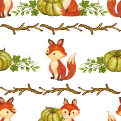 Drawing  harvest illustration collection  leaves For fall autumn season concept Watercolor style