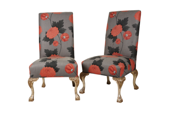 red and white chair  Coral Zebra Upholstered Custom Classic Dining Chair