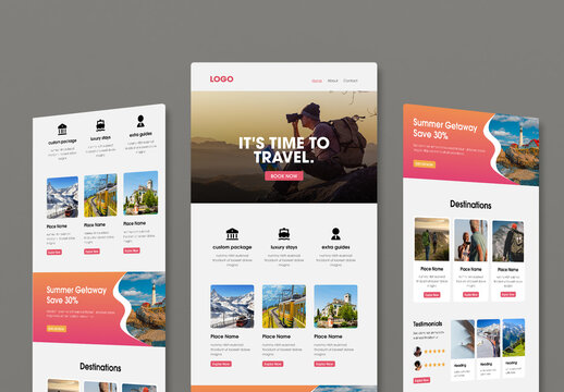 Modern Travel Email Newsletter Template Design with Responsive Layout