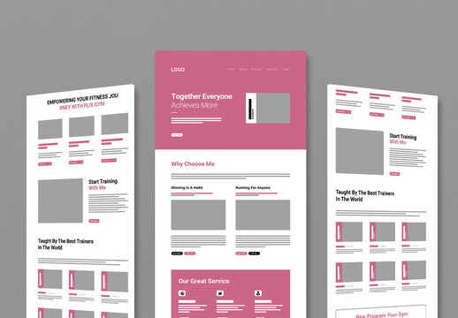 Sports Wireframe Landing Page Design Template Layout