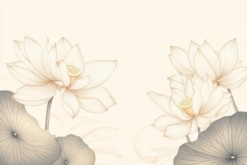 Elegant lotus blossom design with delicate lines and subtle colors creating a serene floral image for a calming decorative aesthetic.