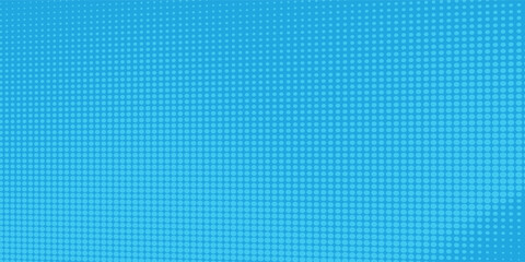 Halftone dots on blue background. Comic pop art style blank layout. Template design for comic book, presentation, sale or web banner. Vector illustration