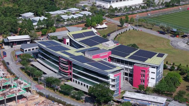Aerial View of Sepang Municipal Council Rooftop with Solar Panels in Selangor, Malaysia