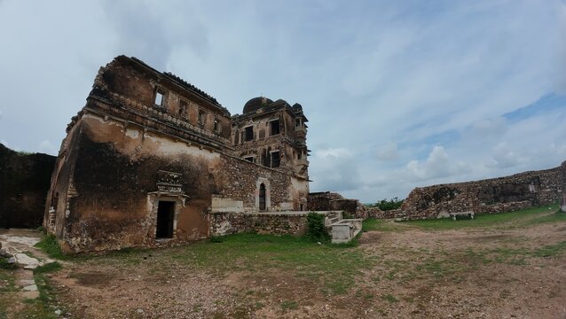 Historic Ruins of Gora Badal Palace Walls Inside Chittorgarh Fort Rajasthan India