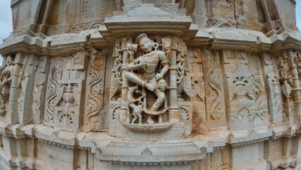 Beautiful Intricate Stone Carvings and Reliefs of Samadhishvara Temple in Historic Chittorgarh Fort Complex Rajasthan