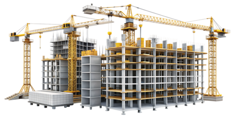 Construction architecture building development isolated - on a white background PNG. GENERATIVE AI