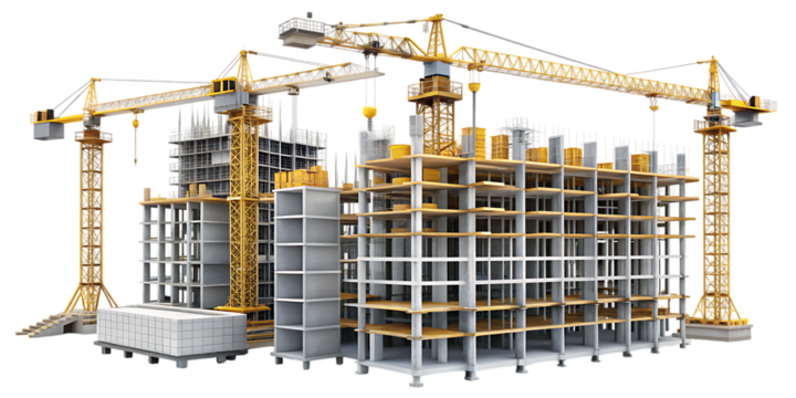Construction architecture building development isolated - on a white background PNG. GENERATIVE AI