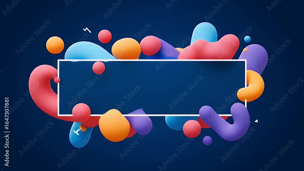 Poster abstract colorful shapes with rectangular frame design