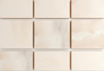 Fototapeta premium Subtle beige, grey, and taupe abstract canvases in varying textures create a calming gallery wall, artwork, contemporary art