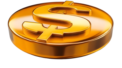 A three-dimensional golden dollar sign is a prominent symbol of wealth and financial success in the global market