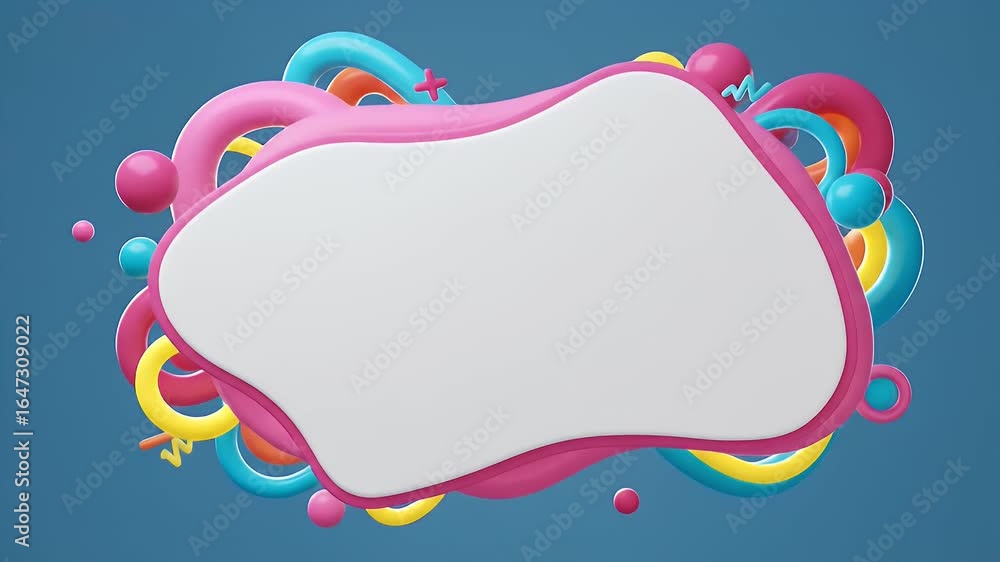 Poster colorful bubble frame animation with dynamic shapes