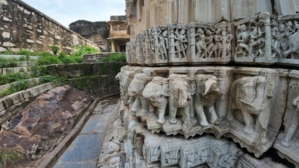 Ancient Figurines on the Walls of the Samadhisvara Mahadev Temple at Chittorgarh Fort Complex, Rajasthan , India