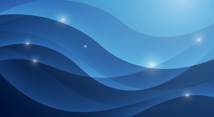 Abstract Blue Waves Background with Light Effects - Modern Flowing Design for Technology, Business, and Web