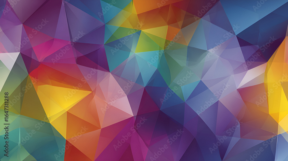 Poster abstract polygonal mosaic with vibrant colors blending in a geometric pattern