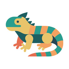 Colorful iguana, geometric design, vibrant colors.
