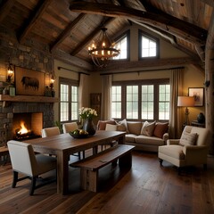 living room with wooden table