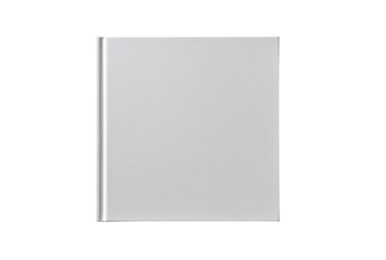 Blank white book cover isolated on transparent background