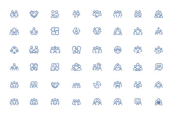 Teamwork and partnership collaboration icon with editable stroke — communication, business support, cooperation, connection, networking, alliance, group work, management, synergy and more.