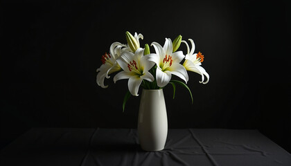 Calming and Mysterious Still Life with White Lilies