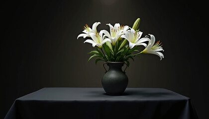 Calming and Mysterious Still Life with White Lilies
