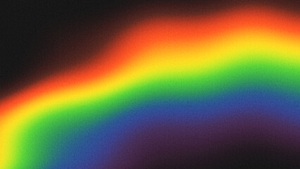 Abstract Rainbow Noisy Grainy Gradient Texture with Glitch Effect and Vibrant Neon Light Distortion on Black Background	
