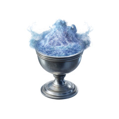 Mystical Silver Chalice with Glowing Ethereal Liquid