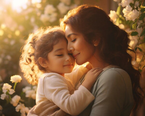 mother and daughter hug 