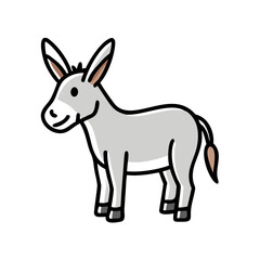 Fototapeta premium Cute gray donkey, standing profile view. 