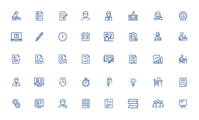 Education exam icon line art – Includes student, test, study, school, learning concepts. Editable stroke vector illustration, academic, knowledge, classroom, assessment, training and more.