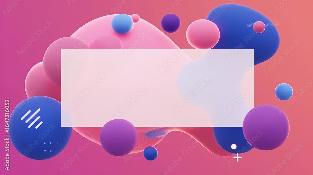 Poster colorful bubble animation with text overlay