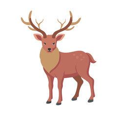 Fototapeta premium Deer with large antlers, standing alert. 