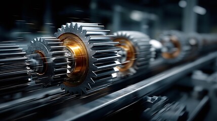 Fototapeta premium Abstract high-resolution background showcasing a detailed metal gear wheel with industrial aesthetic