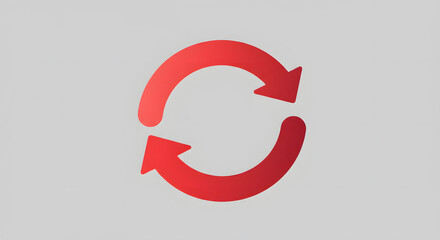 Circular Red Arrow Symbol on Light Gray Background Icon