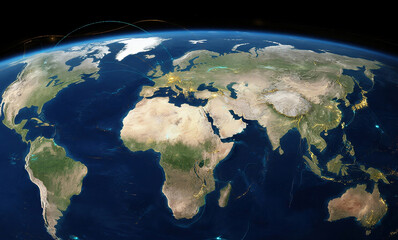 Fototapeta premium 빛으로 연결된 지구, Earth Connected by Lights