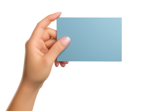 woman holding a blank rectangular piece of brown paper isolated on white or transparent background.PNG - Powered by Adobe