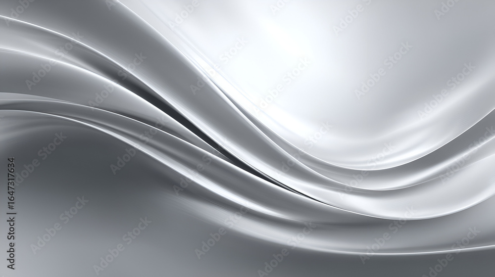 Poster silver shimmering curves and folds create a modern fluid abstract background